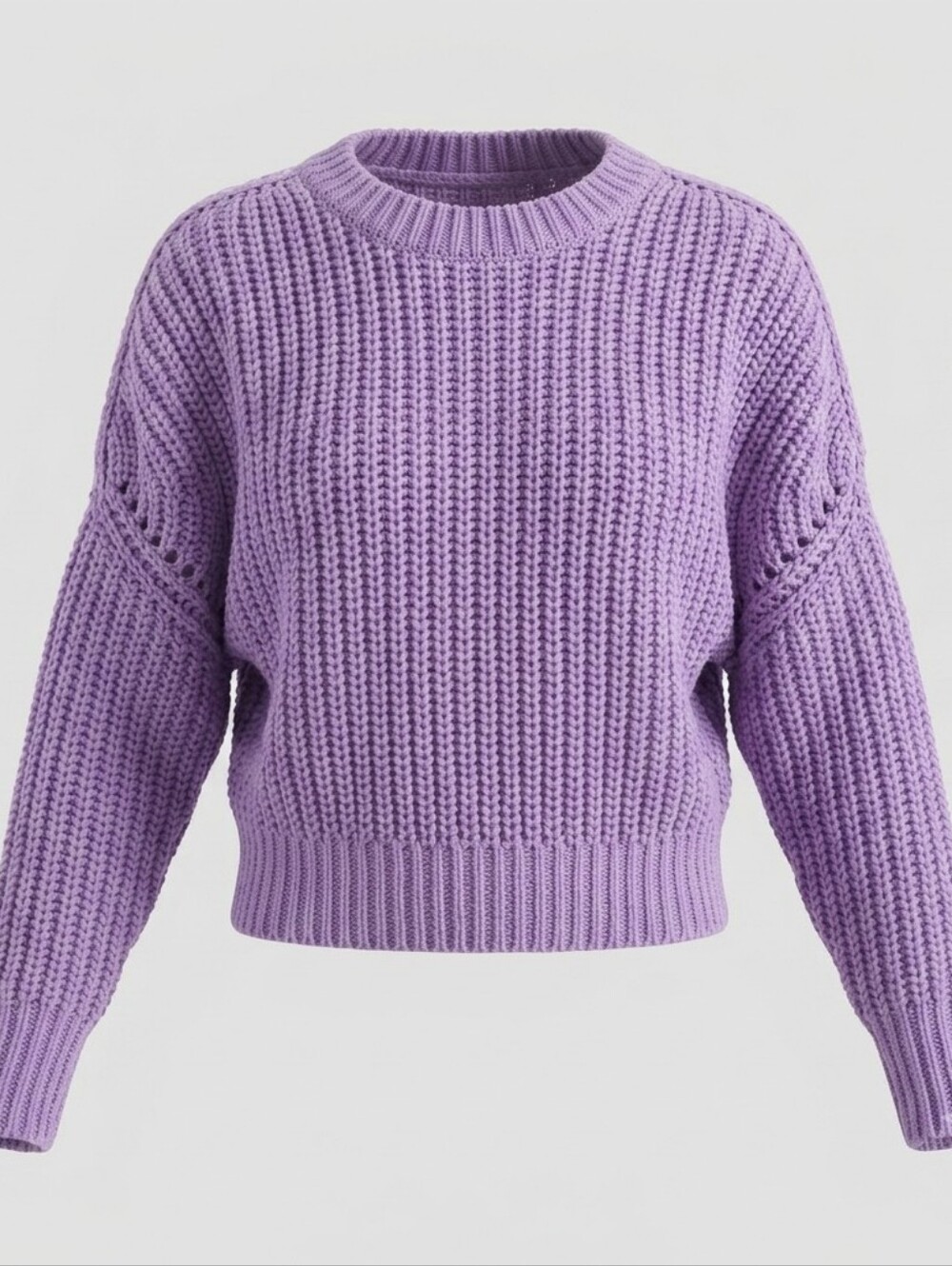 Cloth Pastel Purple Cropped Oversized Casual Bat Wing Women's Sweater Size XS